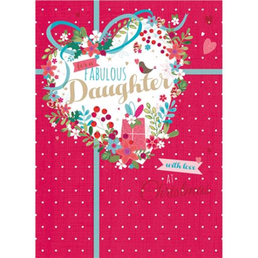 Christmas Card (Single) - Daughter 'Heart Shaped Floral'