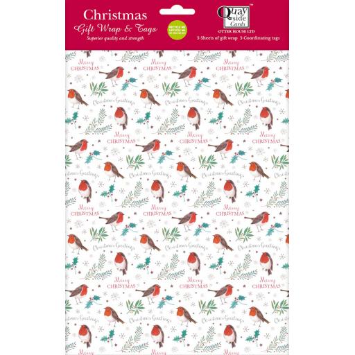 Christmas Wrap & Tags - Christmas Robins