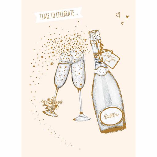 Anniversary Card - Prosecco Glasses & Bottle