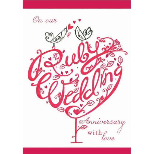 Anniversary Card - Ruby Wedding Tree (Our Ruby Anniversary)