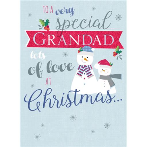 Christmas Card (Single) - Granddad 'Snowmen & Text'