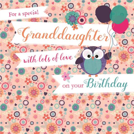 Family Circle Card - All Over Floral & Owl (Granddaughter)