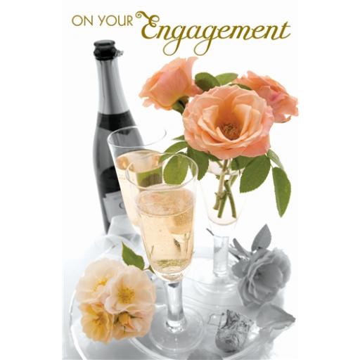 Engagement Card - Champers & Roses