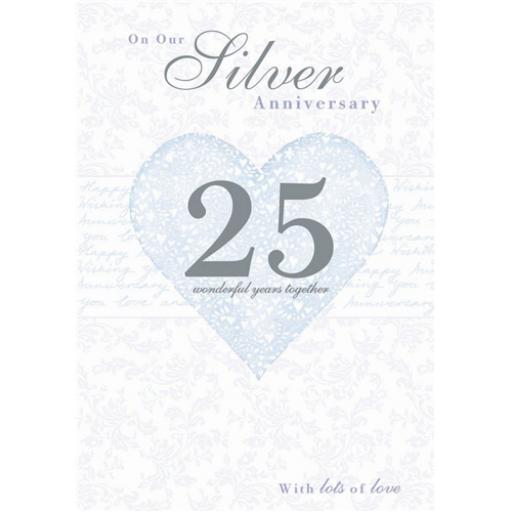 Anniversary Card - Silver Heart (Our Silver Anniversary)