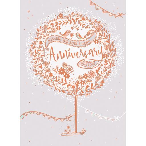 Anniversary Card - Love Birds In Tree (To You Both)