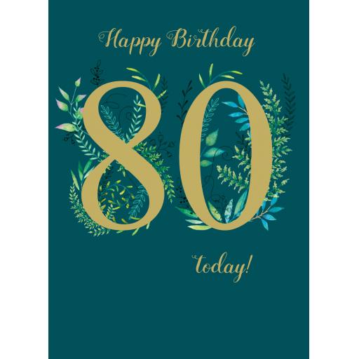 Age To Celebrate Card - 80 - Foliage