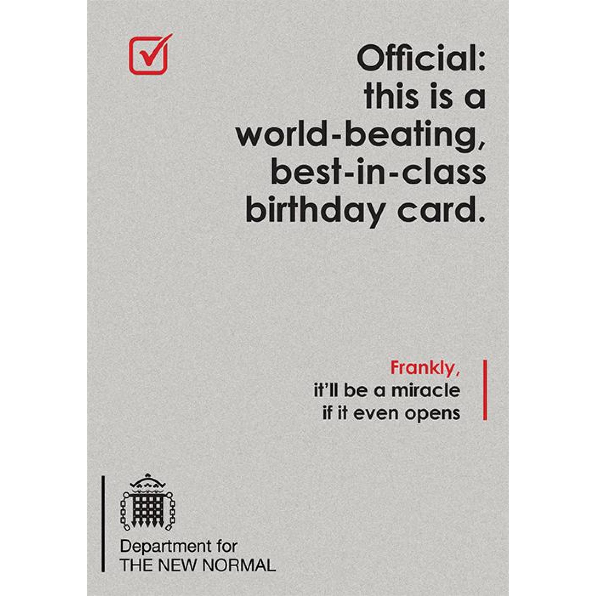 New Normal Card - World-beating, best in class