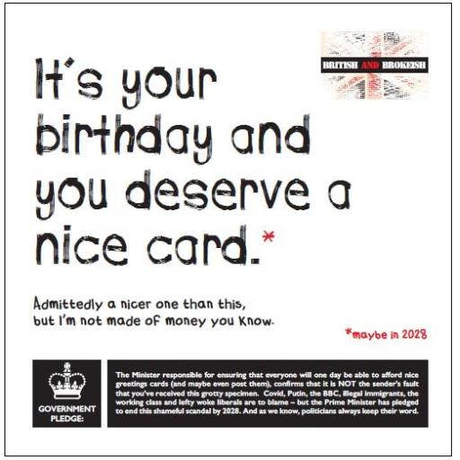 British and Brokeish Card - It's your birthday and you deserve a nice card.